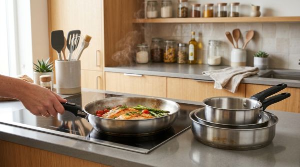 Optimiser votre espace cuisine avec une poêle inox à poignée amovible